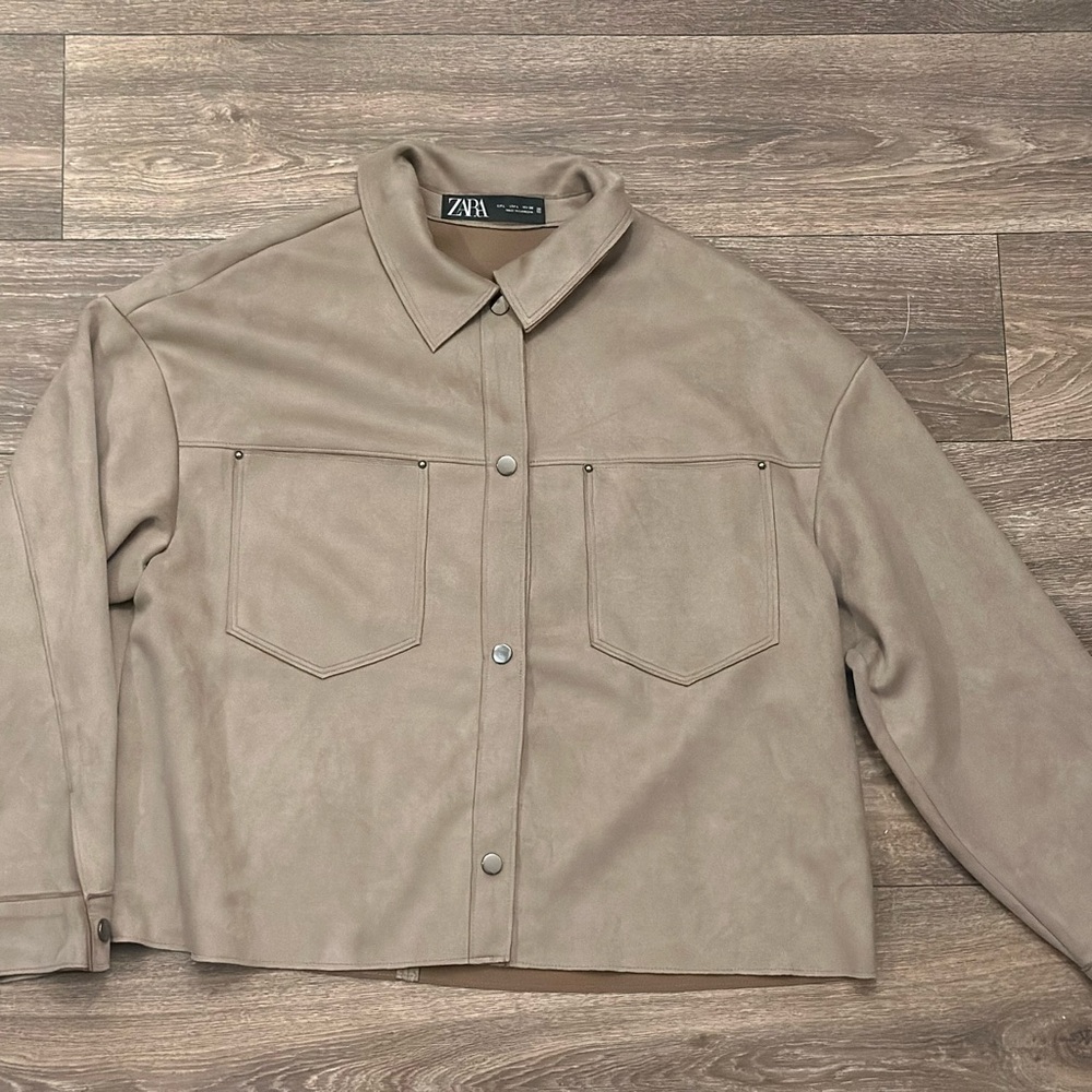 Zara Tan Faux Suede Jacket